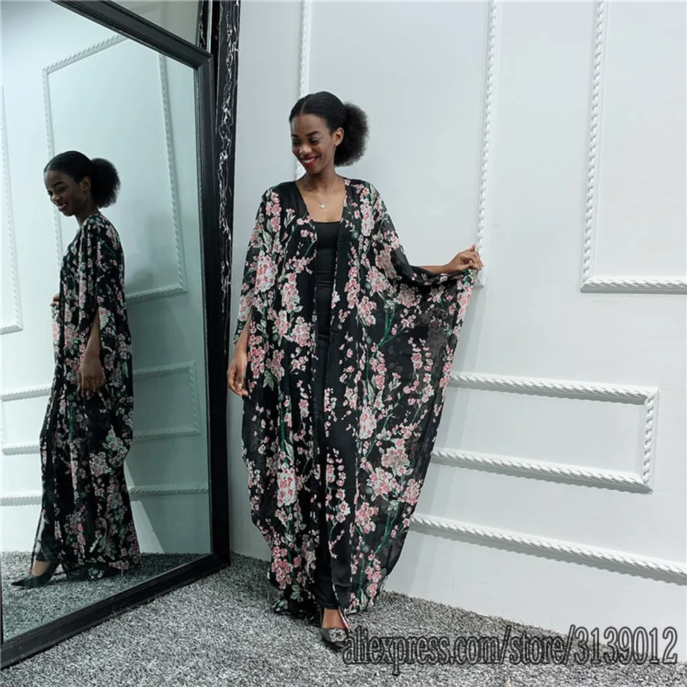 Floral Kaftan Abaya Kimono Cardigan Dress