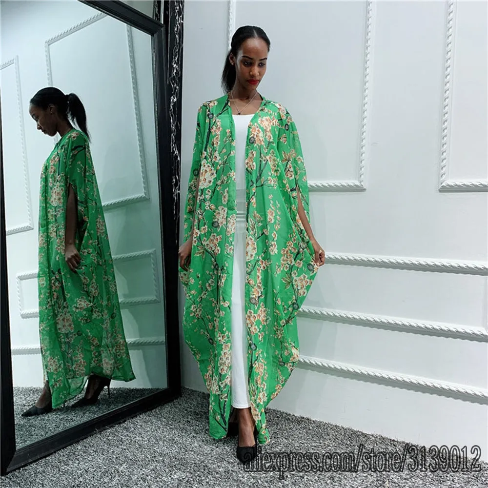 Floral Kaftan Abaya Kimono Cardigan Dress