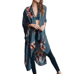 Floral Print Long Boho Kimono