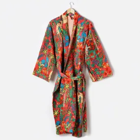 Frida Kahlo Kantha Quilted Kimono Bath Robes/ Night Suit -Red