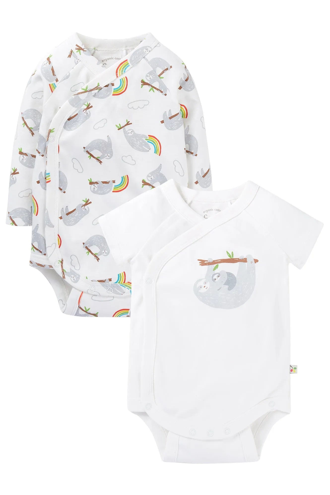 Frugi Shay 2 Pack Body - Sleepy Sloths/Soft White