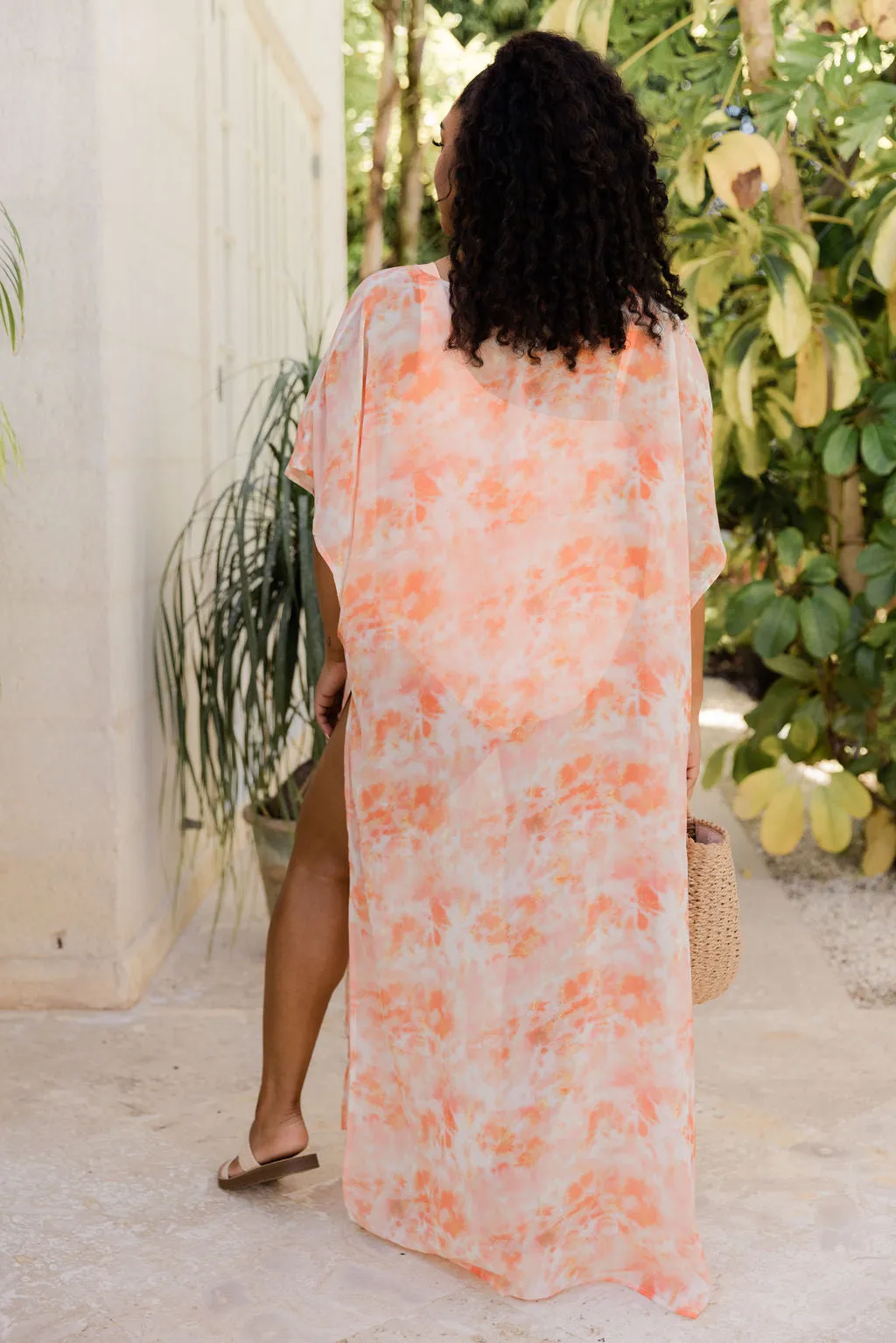 Full Of Fun Pink/Orange Watercolor Printed Kimono FINAL SALE