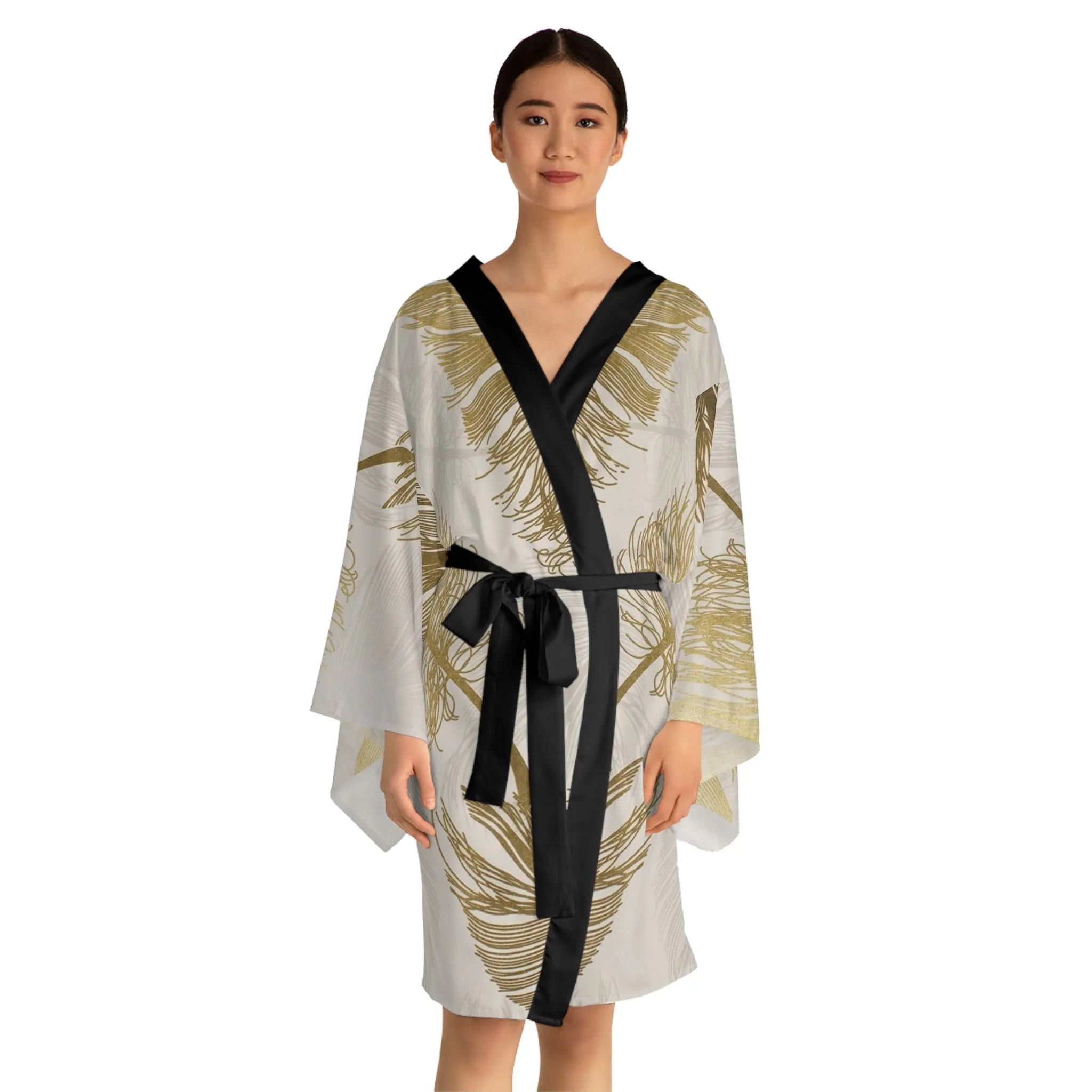 Golden Feathers - Inovax Long Sleeve Kimono Robe