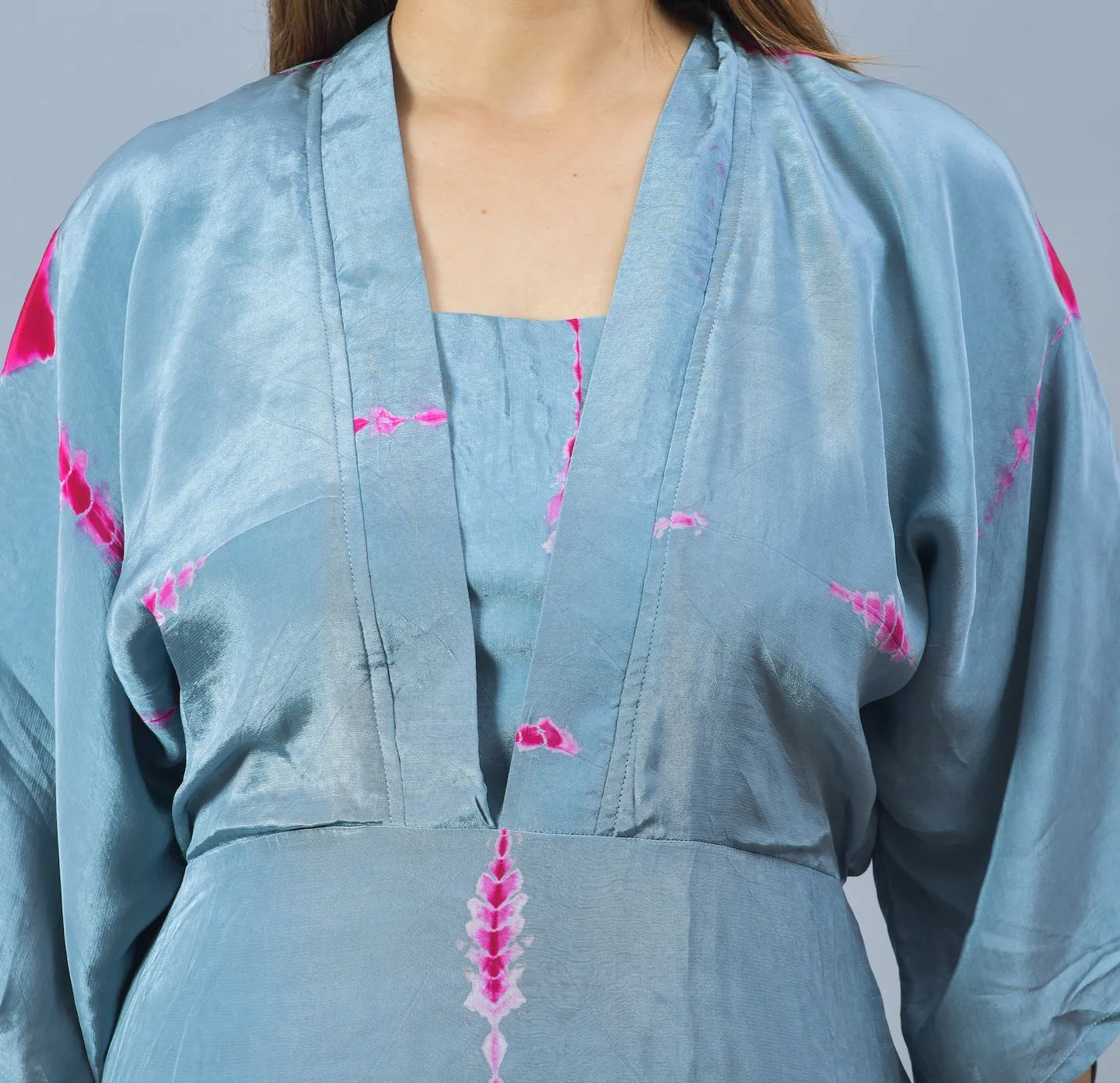 Grey & Rani Pink Shibori Midi