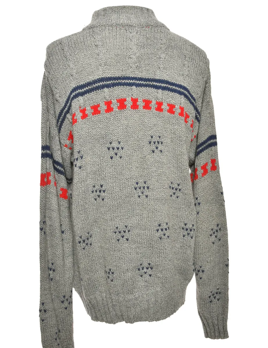 Grey Patterned Jumper - L