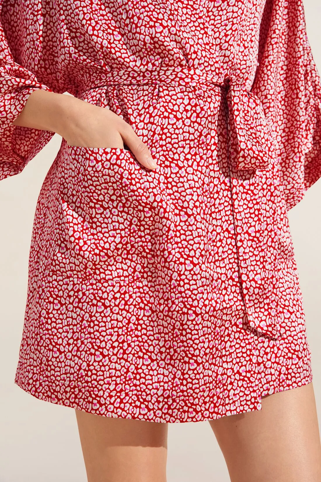 Inez Printed Washable Silk Short Robe