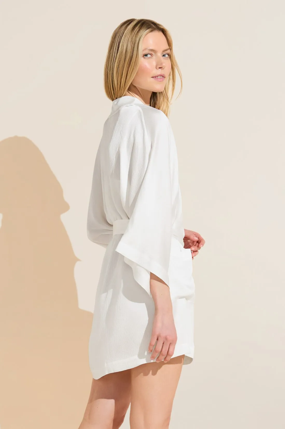 Inez Textured Washable Silk Short Robe