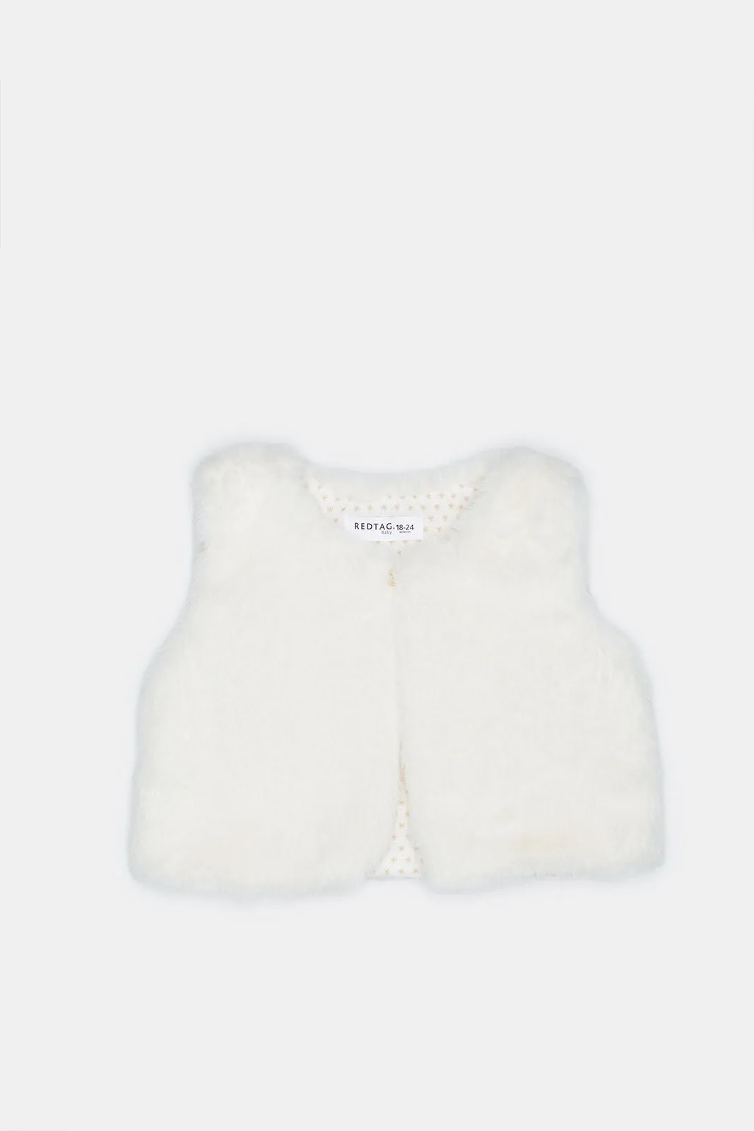 Infant Girls Ivory Sleeveless Fur Jacket