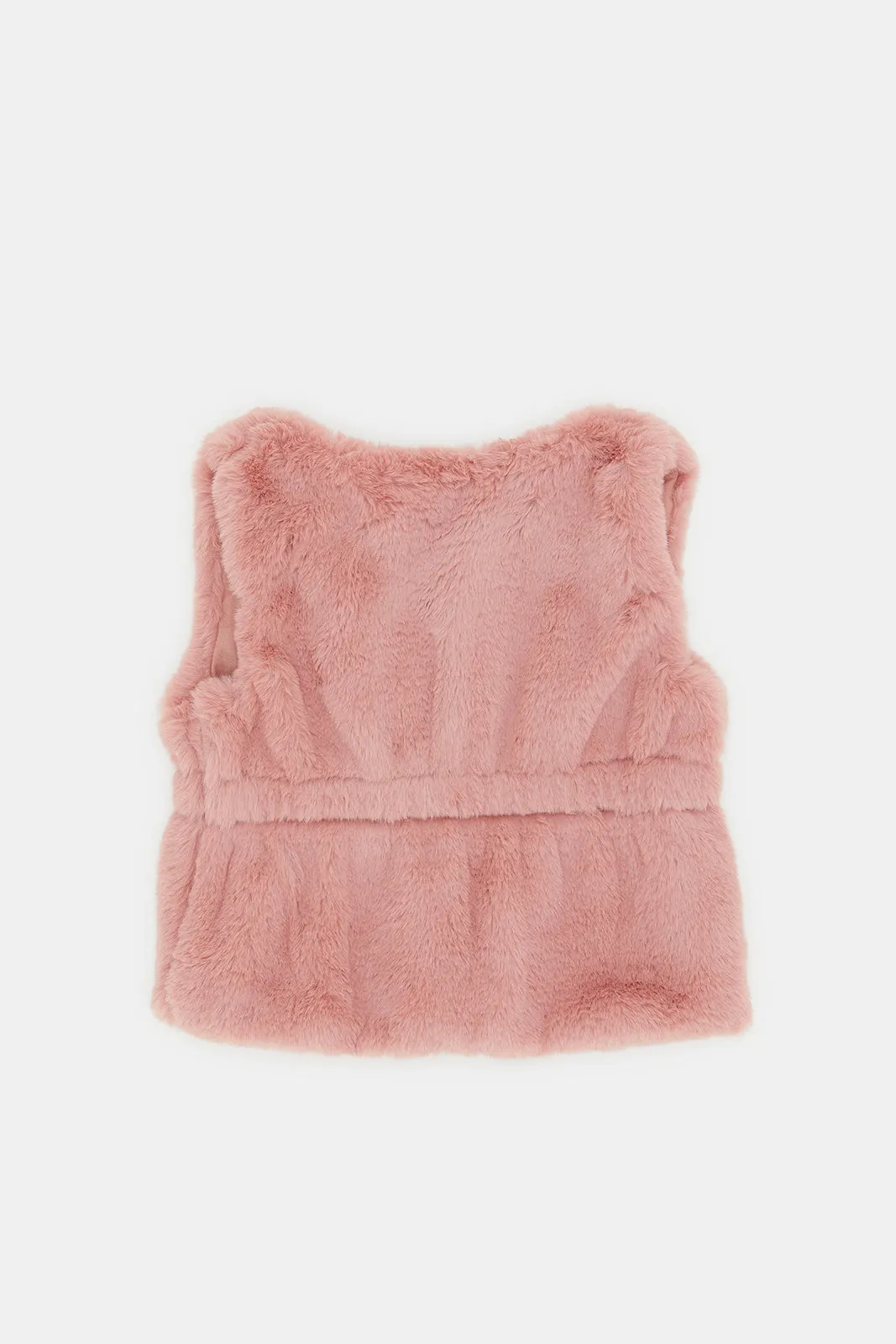 Infant Girls Pink Sleeveless Fur Jacket