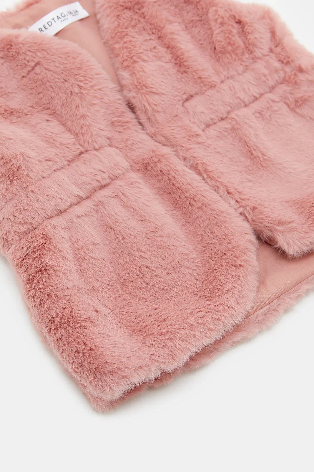 Infant Girls Pink Sleeveless Fur Jacket