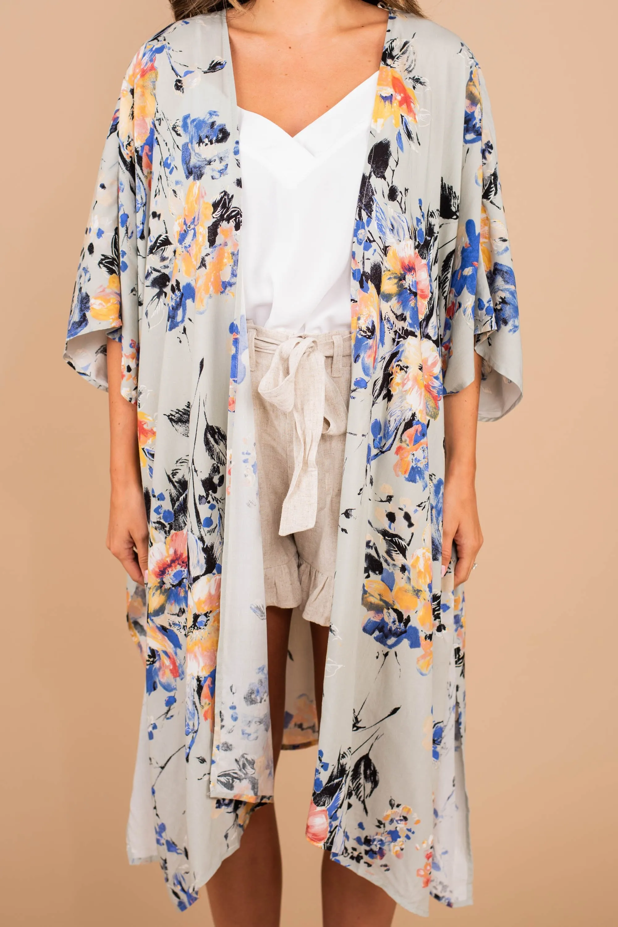 Influenced By Florals Sage Green Floral Kimono