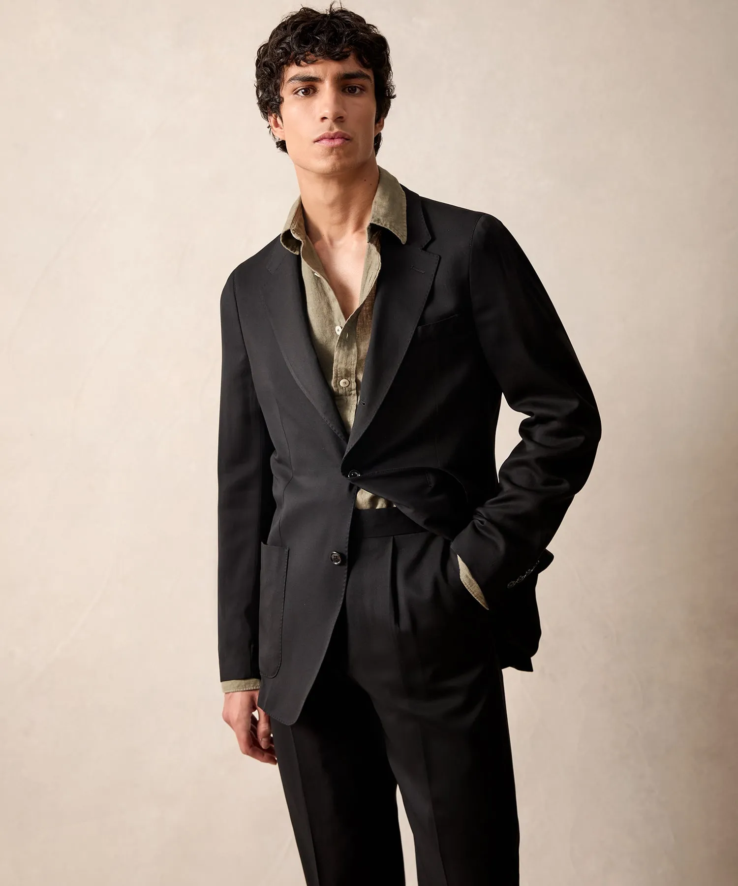 Italian Gabardine Madison Suit in Black