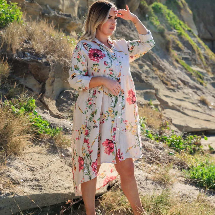 Italian Linen Floral Dress