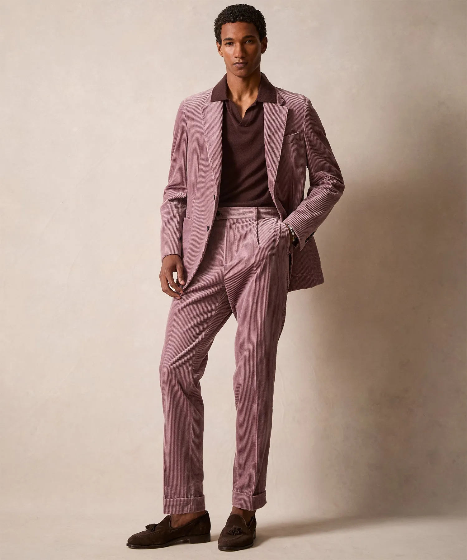 Italian Wide Wale Corduroy Madison Suit in Mauve