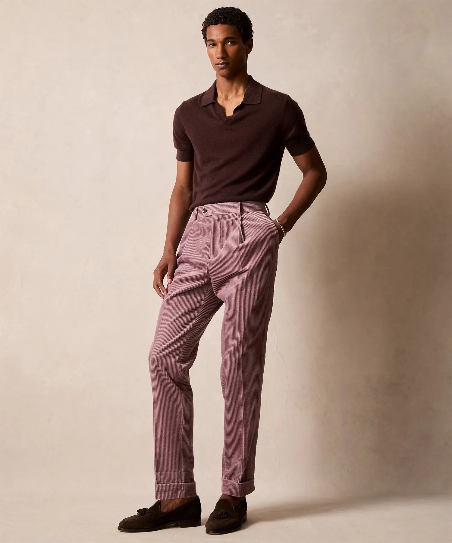 Italian Wide Wale Corduroy Madison Suit in Mauve