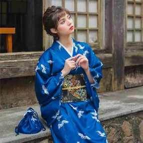 Japanese Traditional Kimono Dress Blue