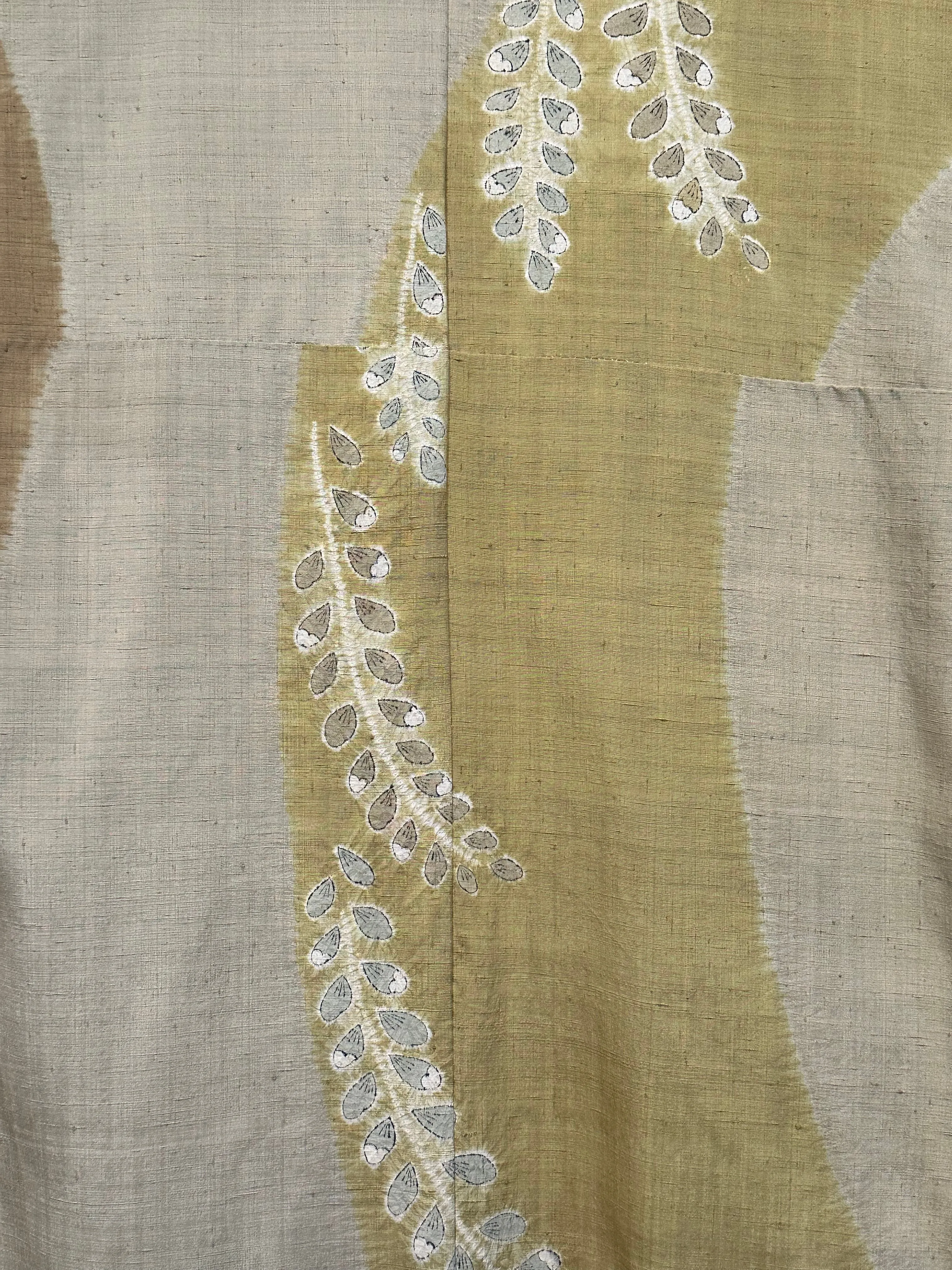 Japanese Tsumugi Silk Kimono Shibori Hand Woven