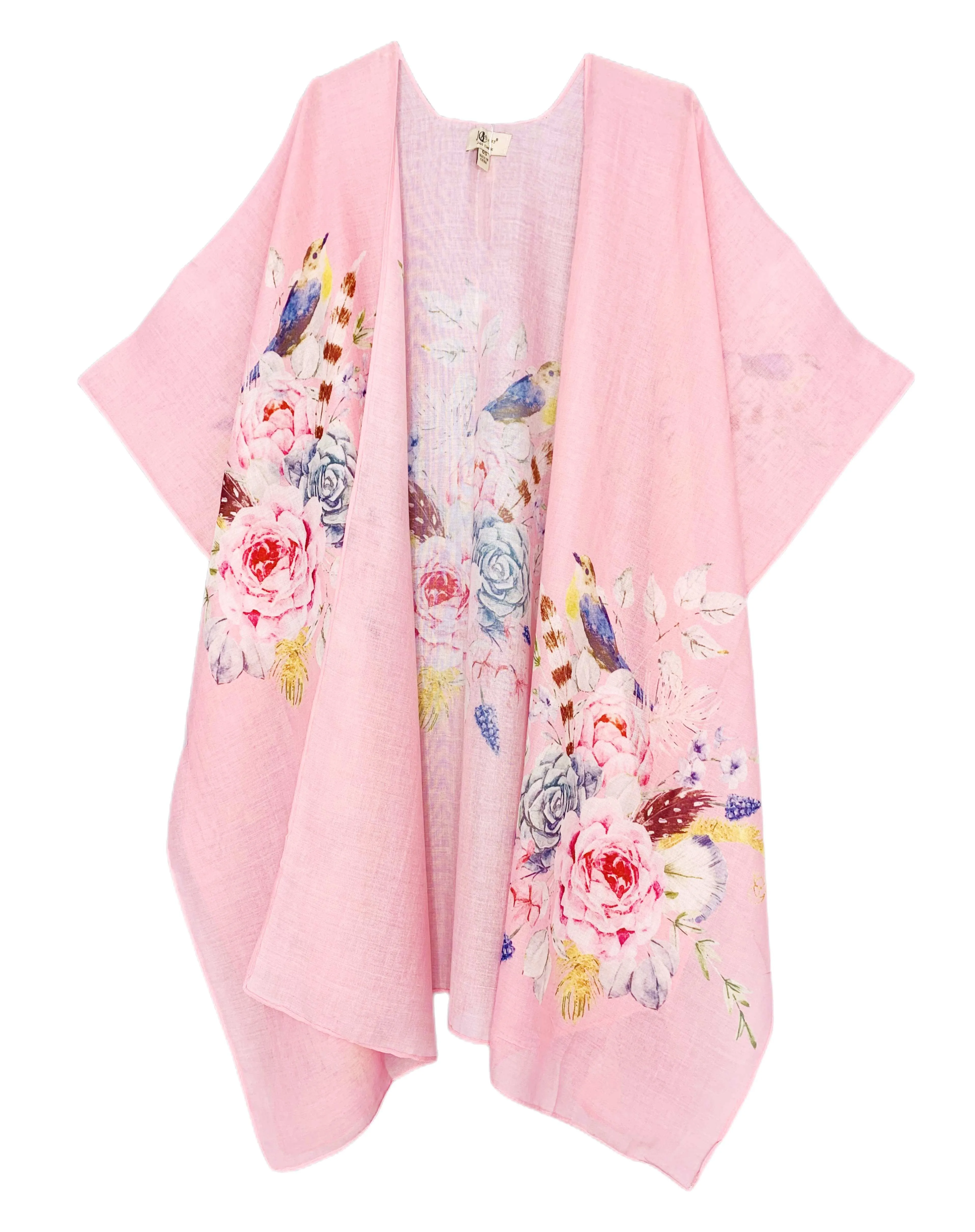 JC062833 Pink-Multi Floral Kimono Pink-Multi Floral Kimono