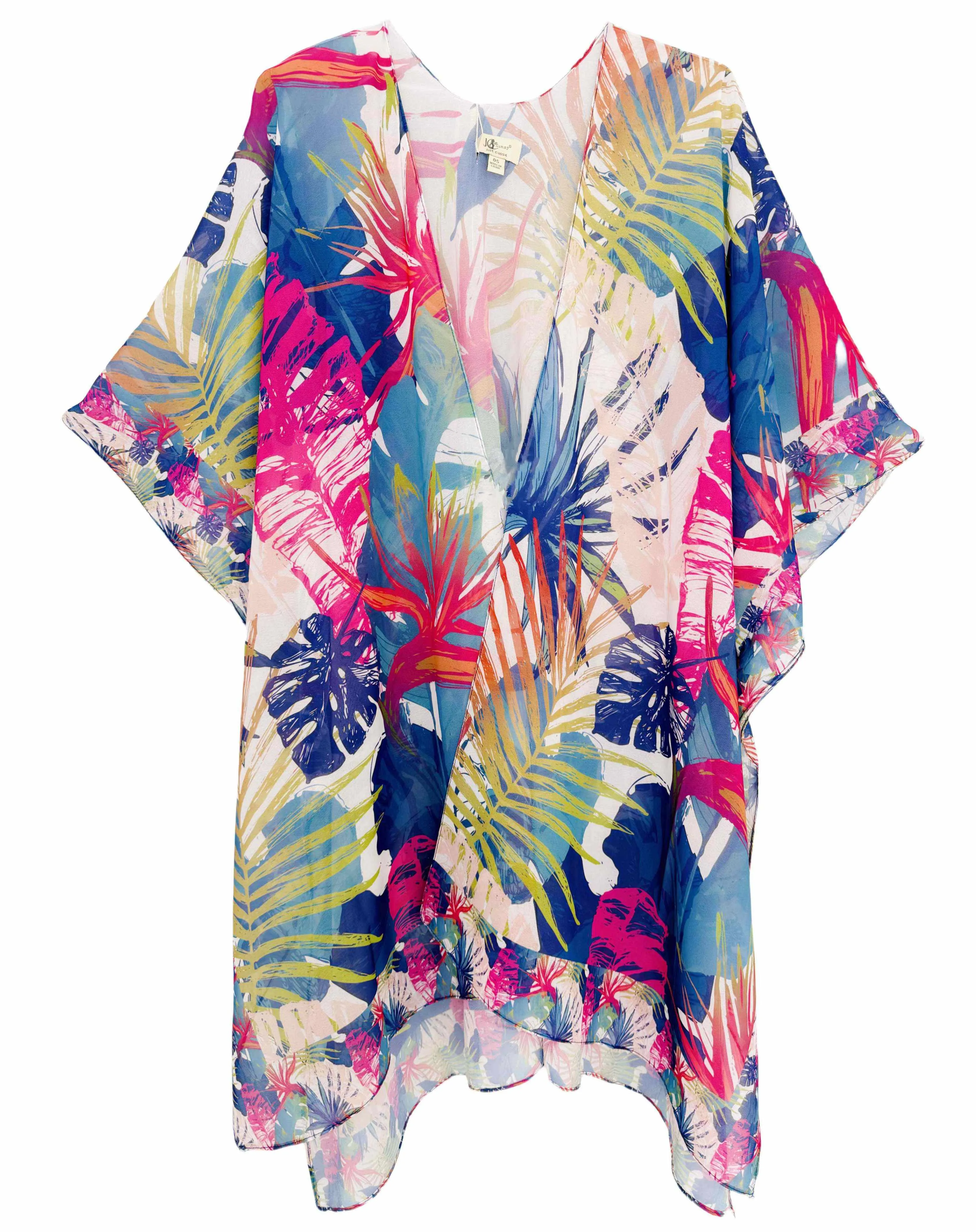 JC071085 Blue-Multi Tropical Nature Kimono