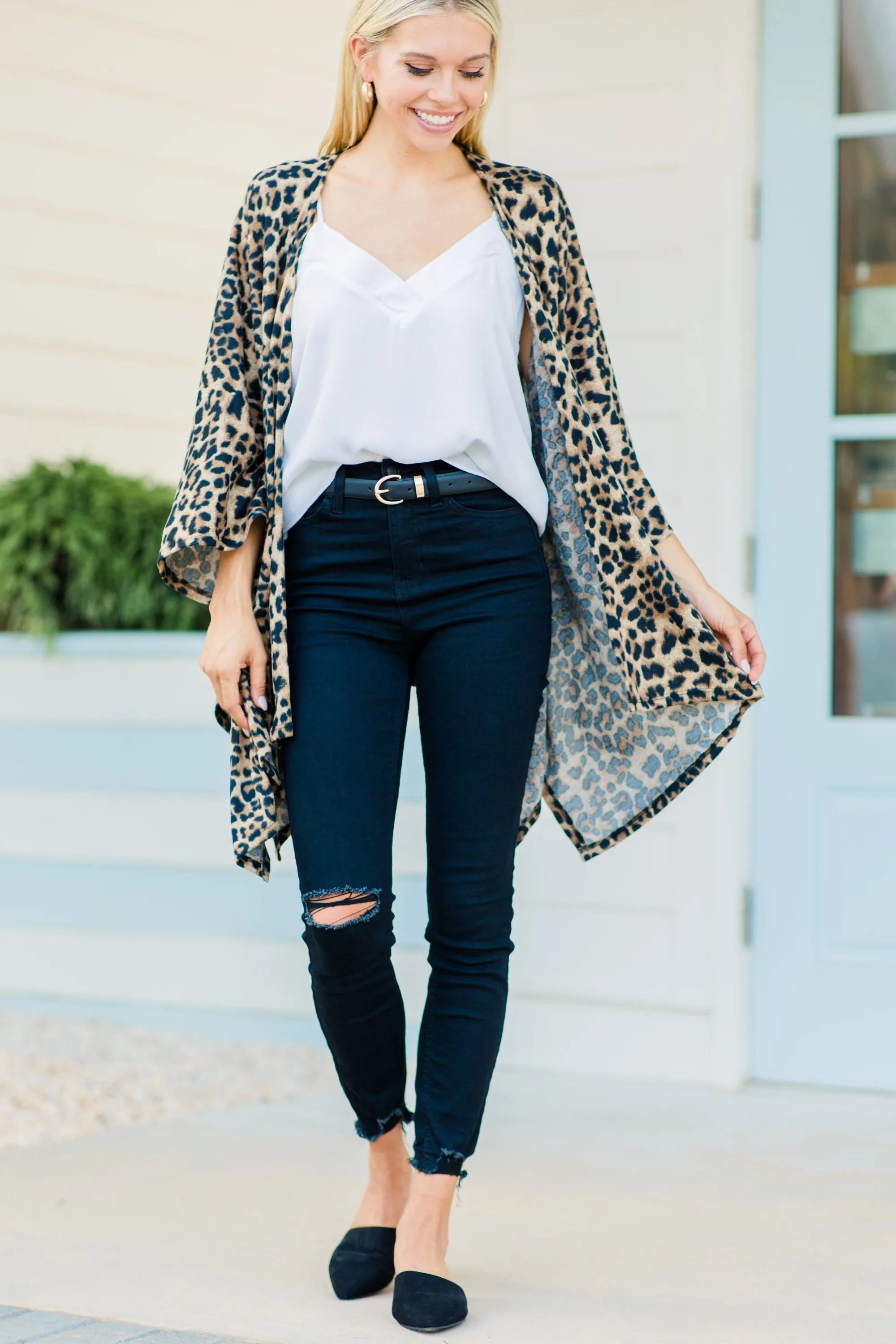 Just What You Wanted Brown Leopard Kimono