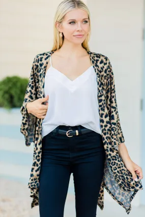 Just What You Wanted Brown Leopard Kimono