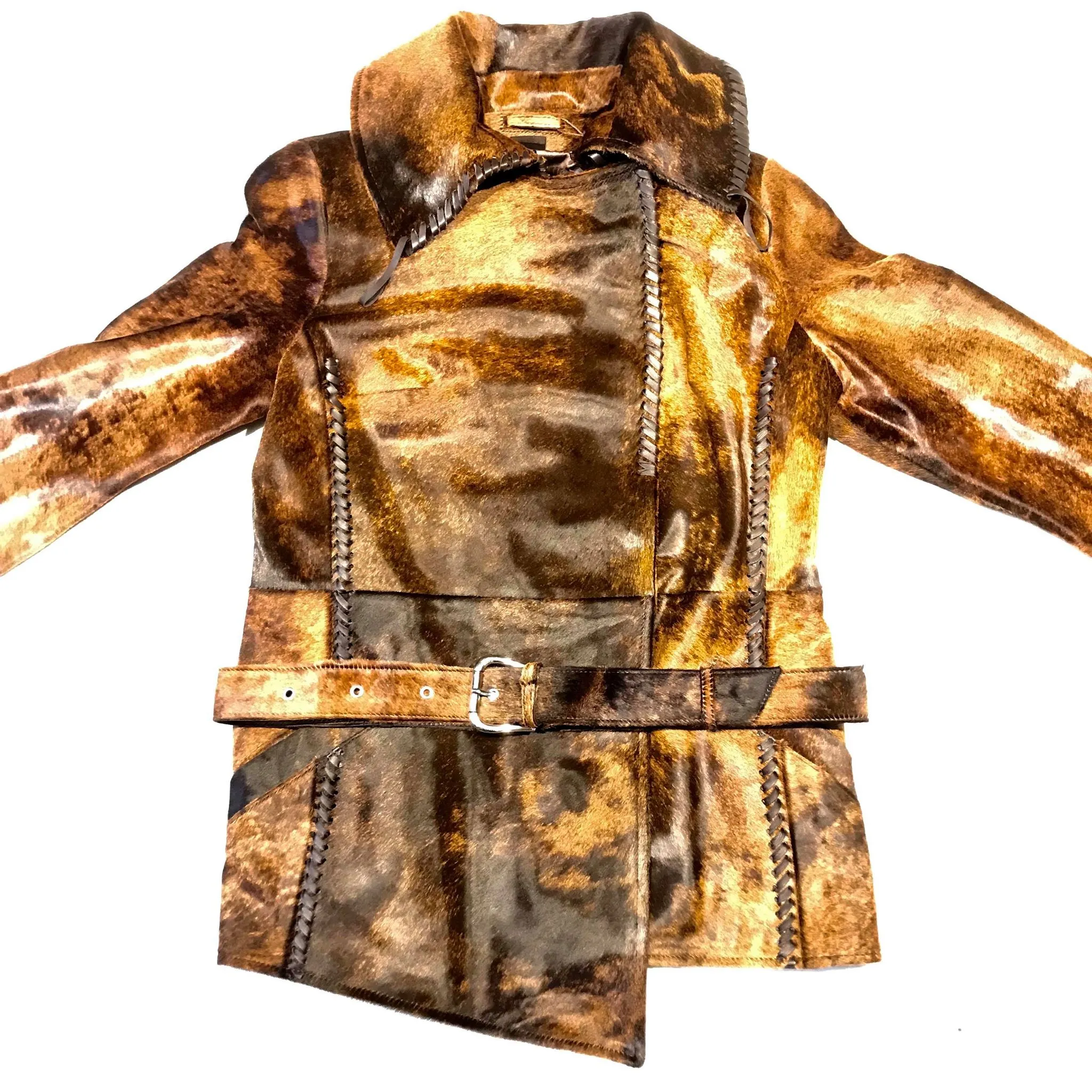 Kashani Natural Rust Couture Pony Asymmetrical Jacket