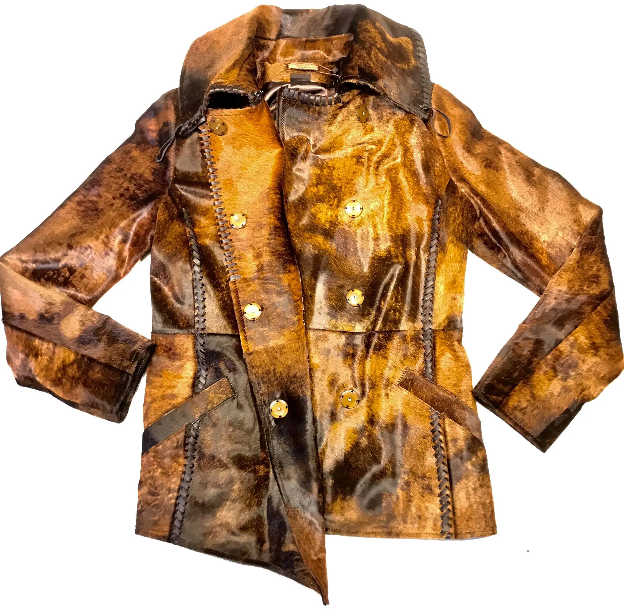 Kashani Natural Rust Couture Pony Asymmetrical Jacket