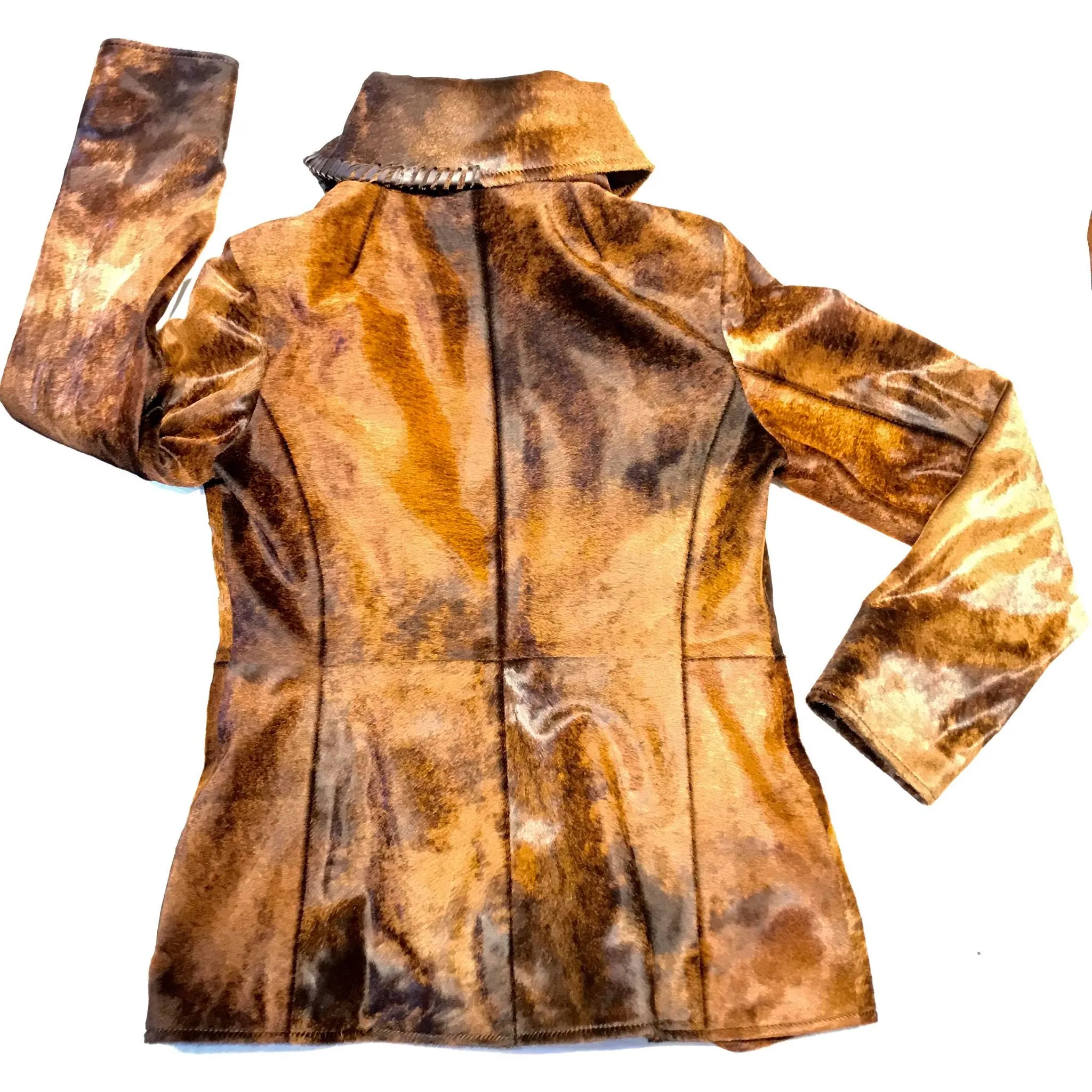 Kashani Natural Rust Couture Pony Asymmetrical Jacket