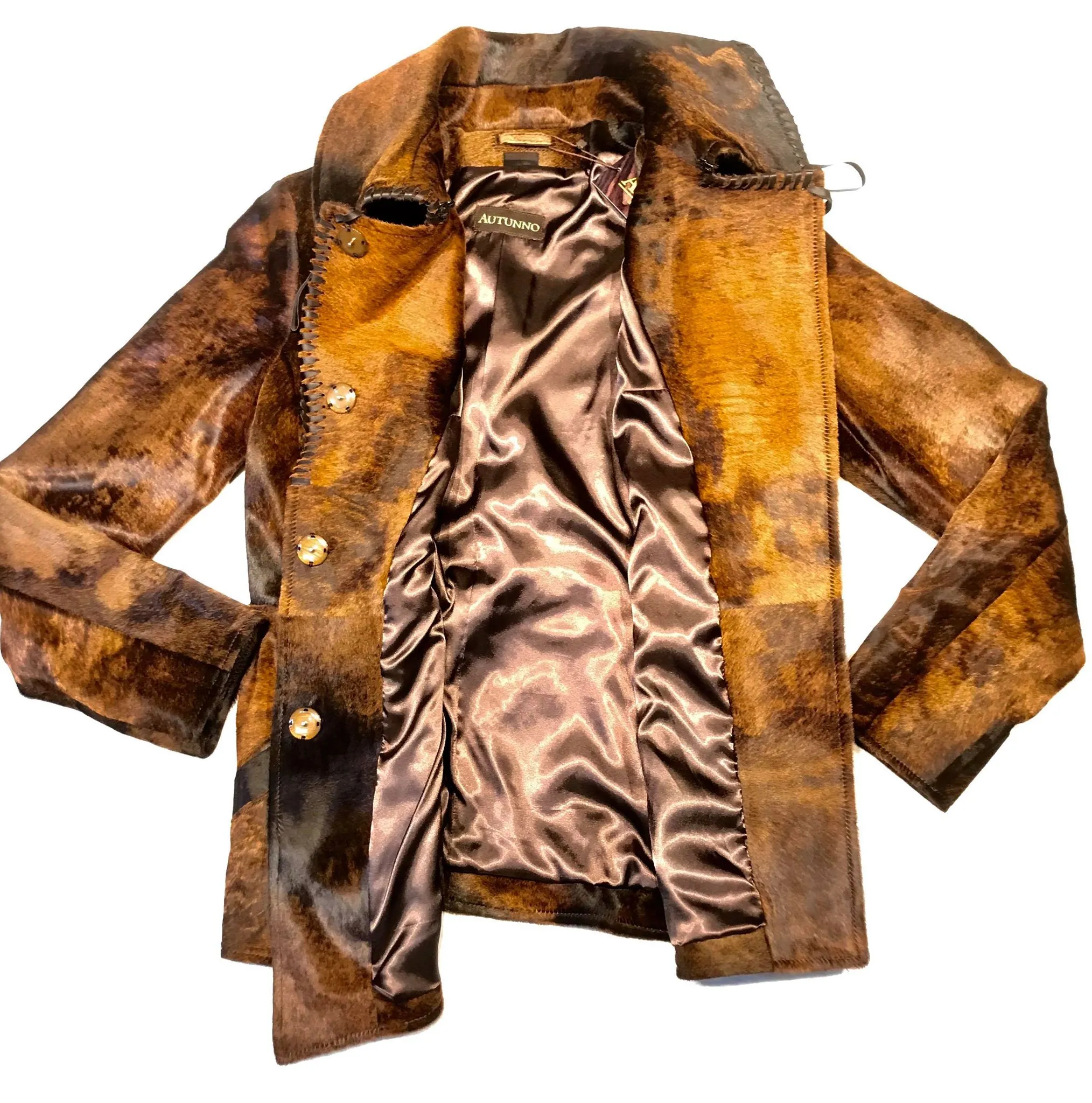 Kashani Natural Rust Couture Pony Asymmetrical Jacket