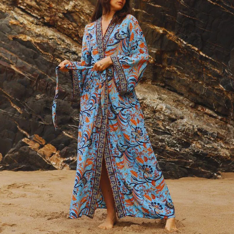 Kimono Bleu Soie