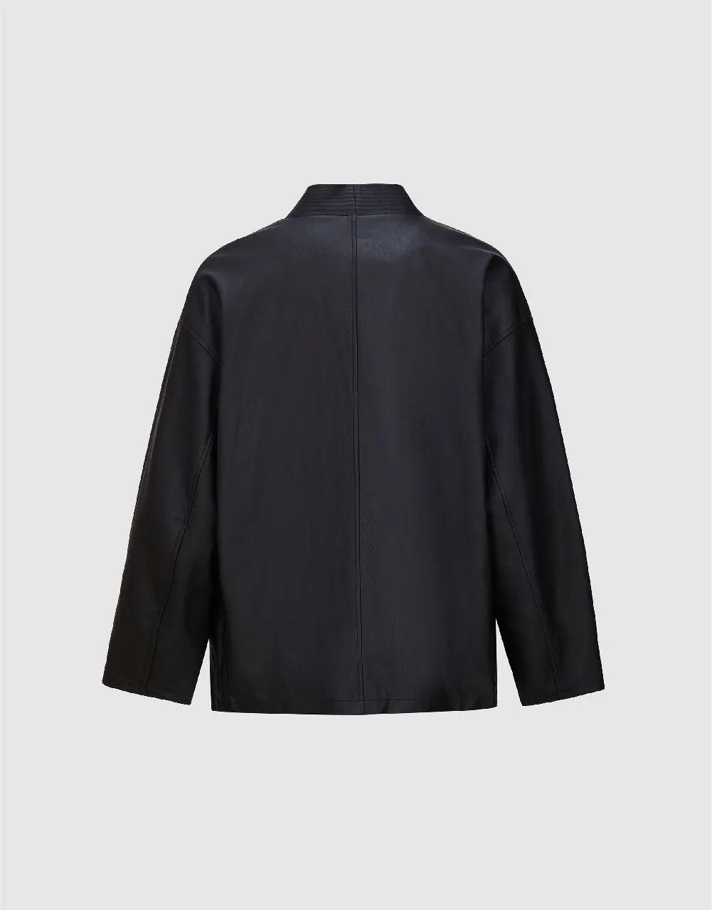 Kimono Lapel Vegan Leather Jacket