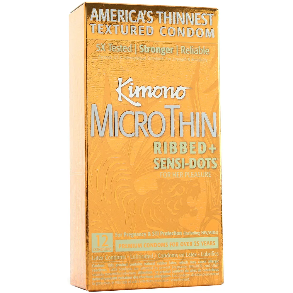 Kimono MicroThin Ribbed & Sensi-Dots in 12 Pack