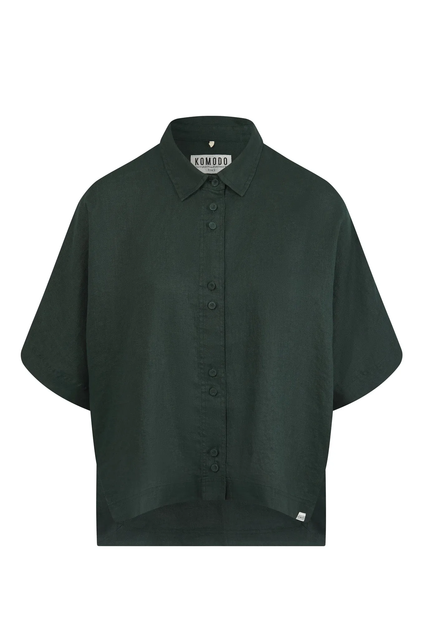 Kimono Organic Linen Shirt Teal Green