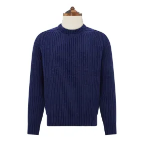 Kinsale Ribbed Navy Crew Jumper