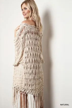 Kori Crochet Fringe Kimono - Natural