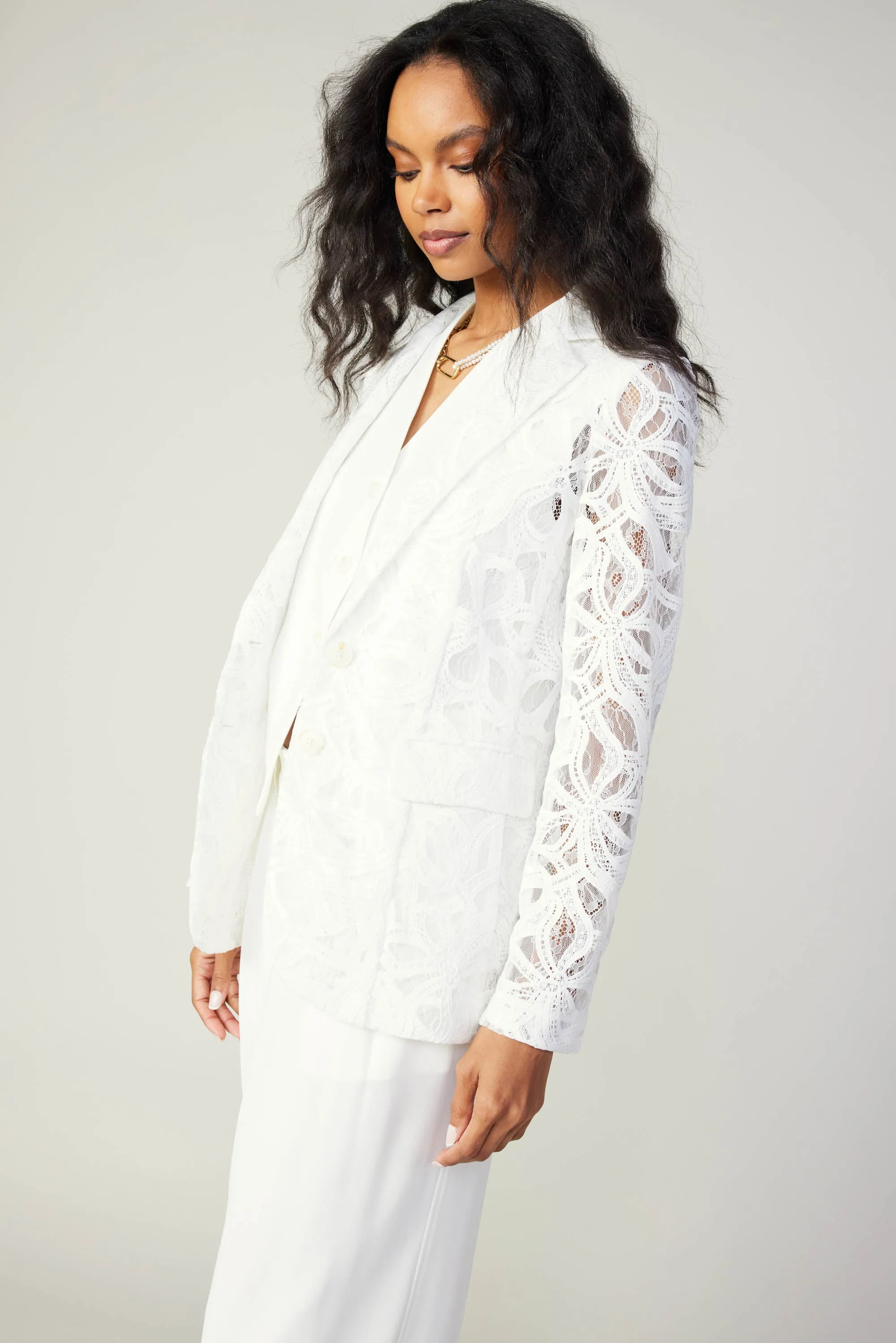 Lace Single Breasted Blazer