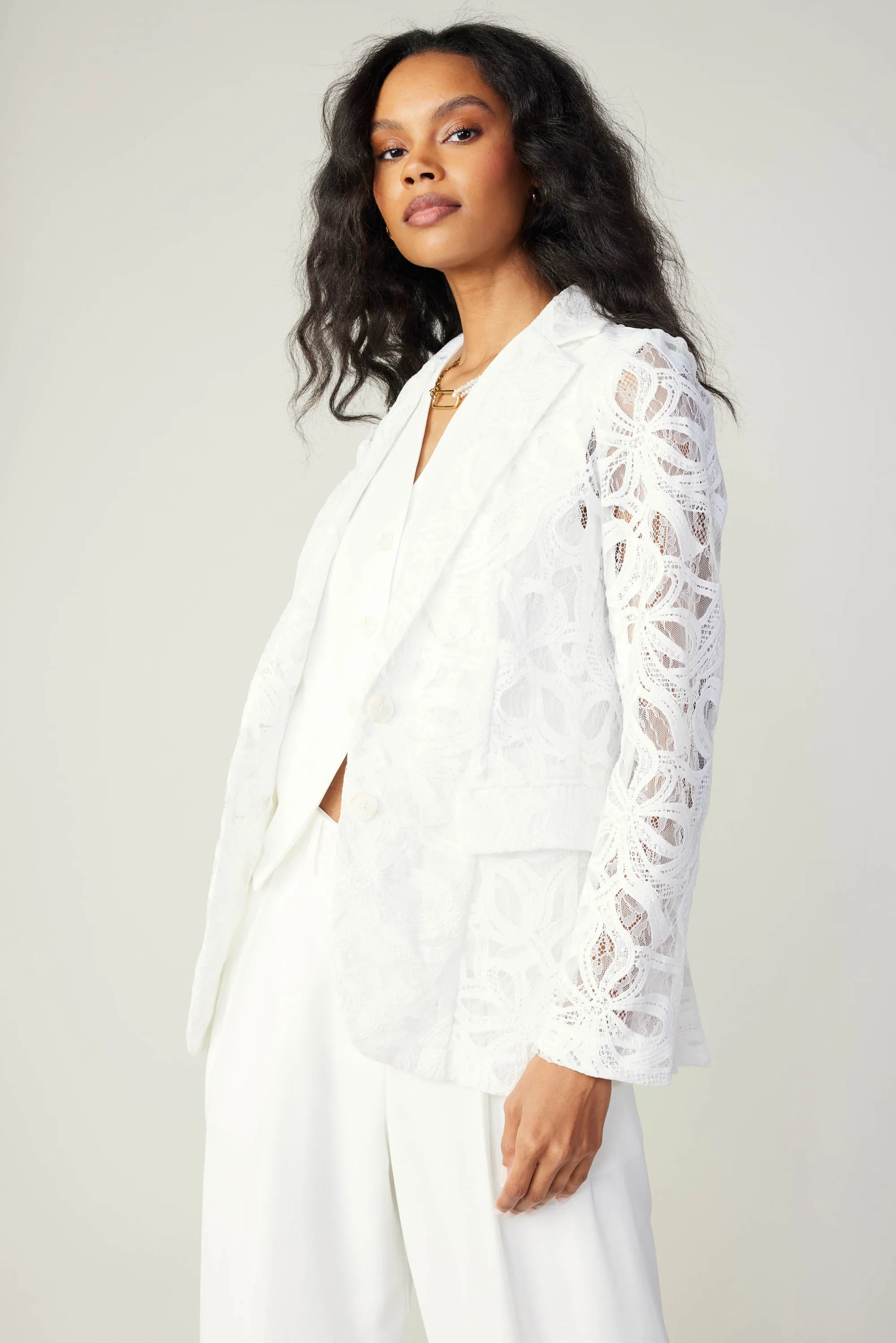 Lace Single Breasted Blazer