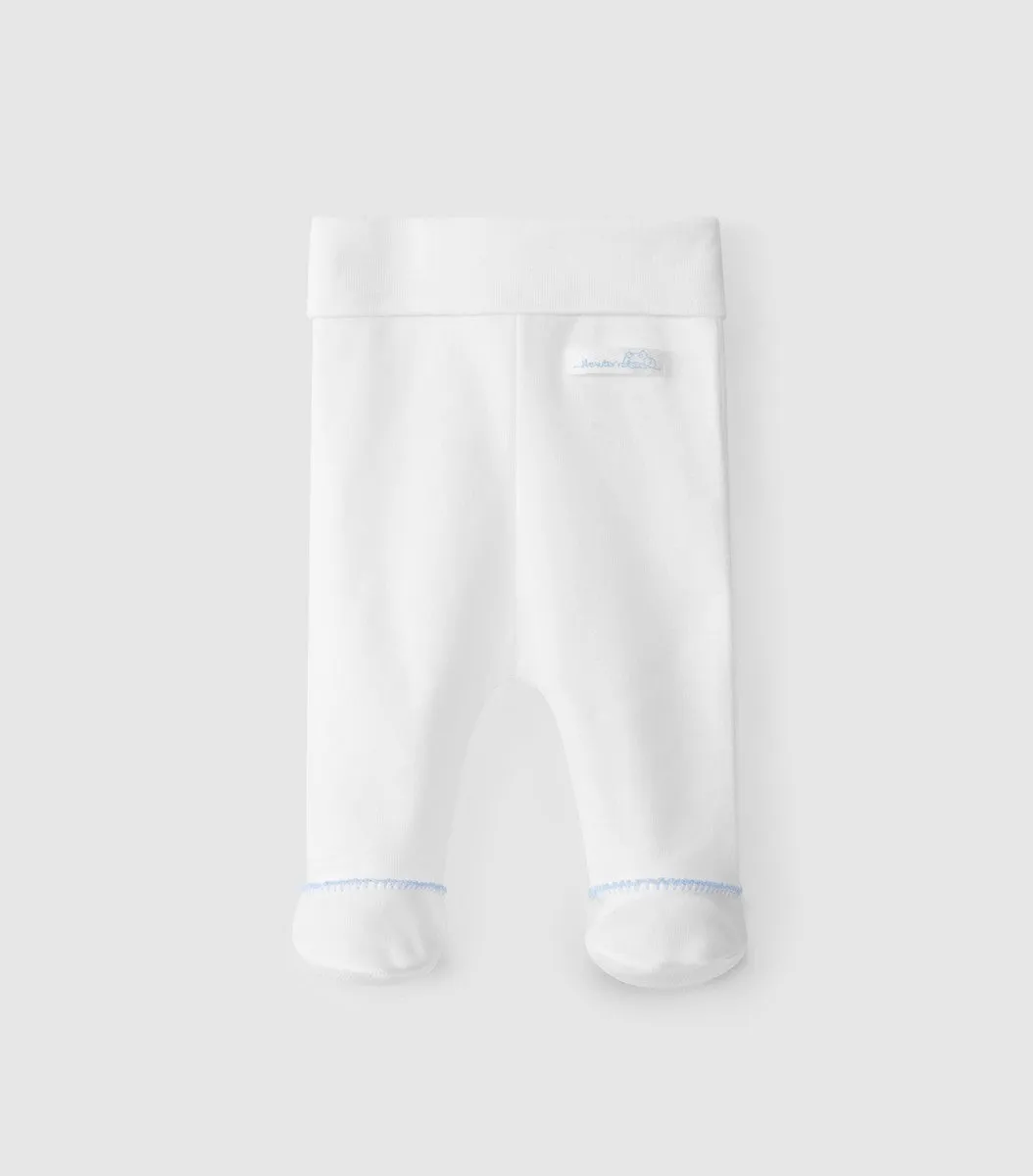 Laranjinha Baby Boys White & Blue Trim Cotton Set