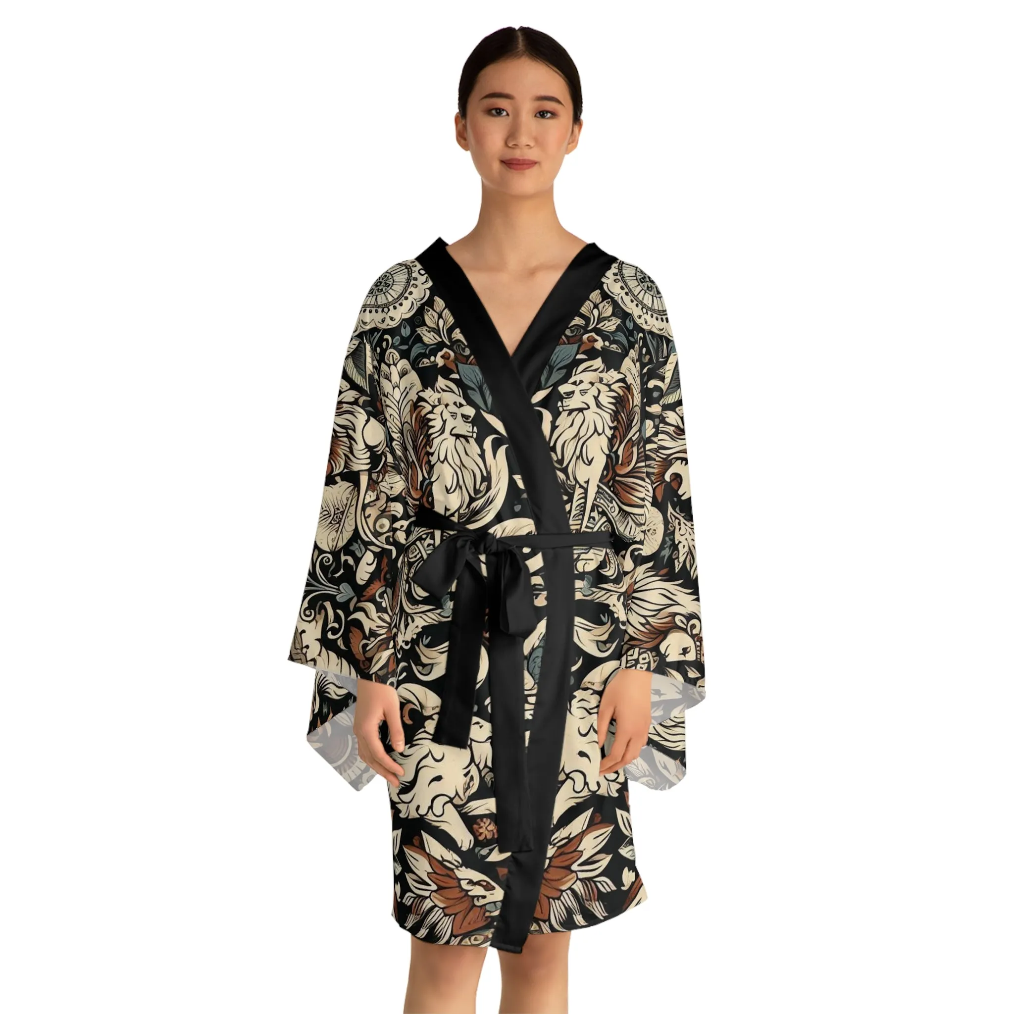 Leo Filagree Tee Hee - Long Sleeve Kimono Robe (AOP)