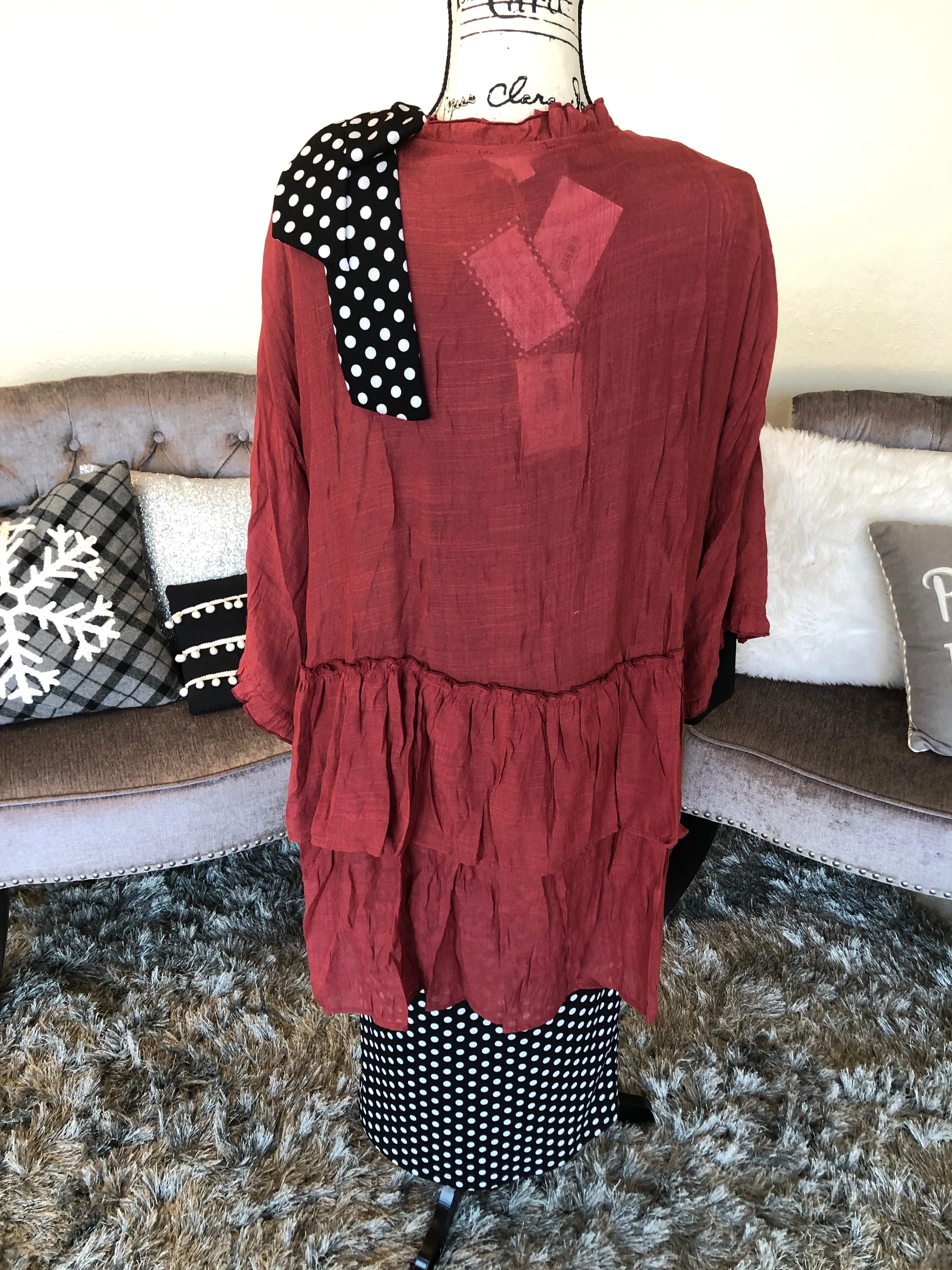 Light Brick Red Open Front Cardigan/Kimono (PL)