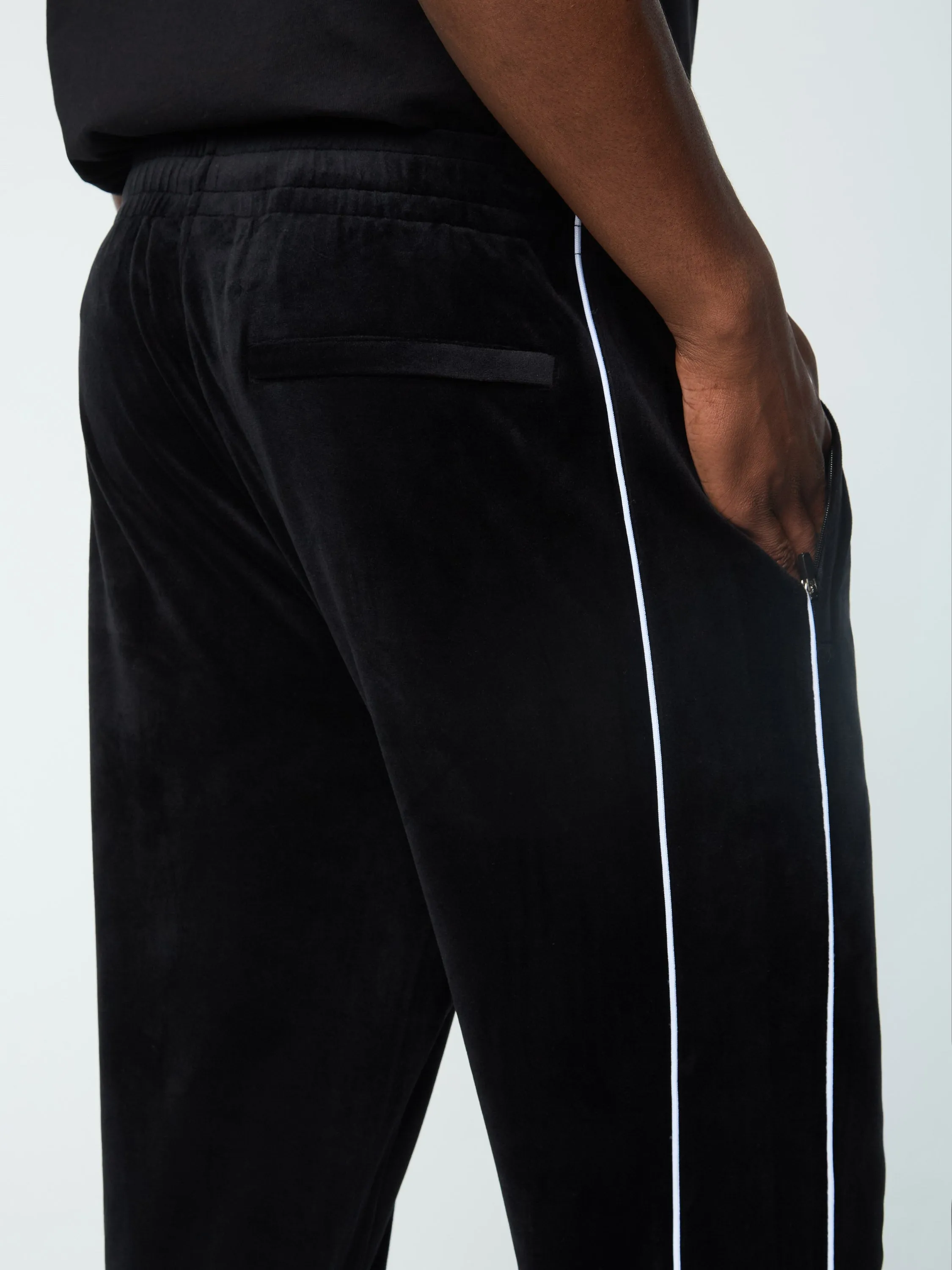 Lioni Velour Track Pant- Black Beauty