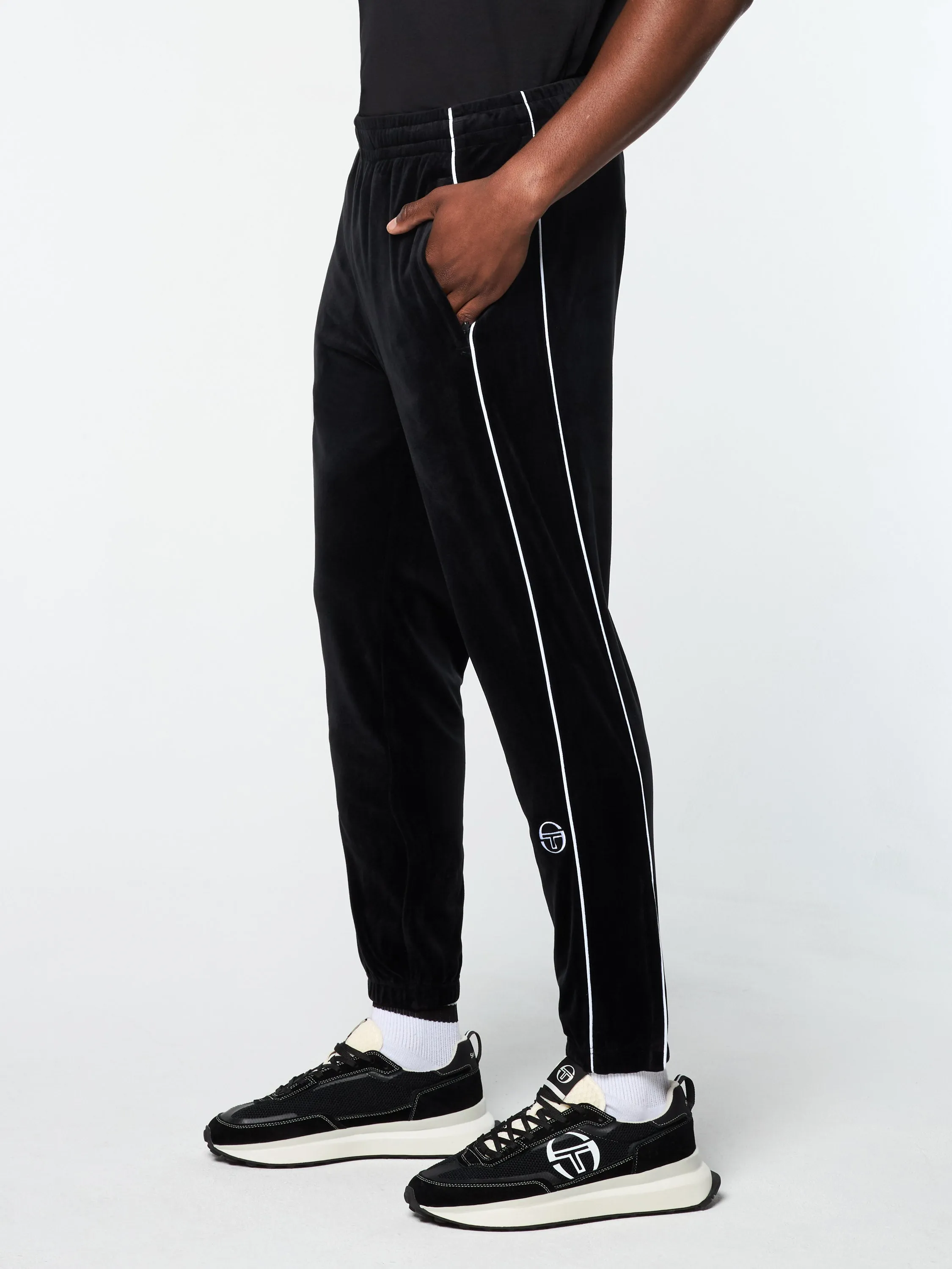 Lioni Velour Track Pant- Black Beauty