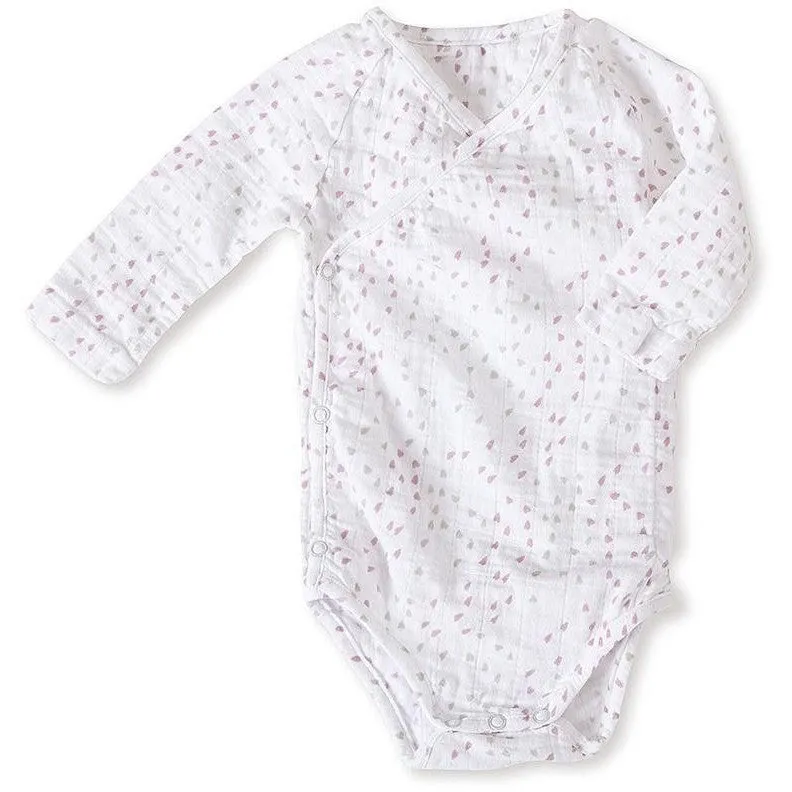 Long Sleeve kimono Bodysuit - Lovely Mini Hearts