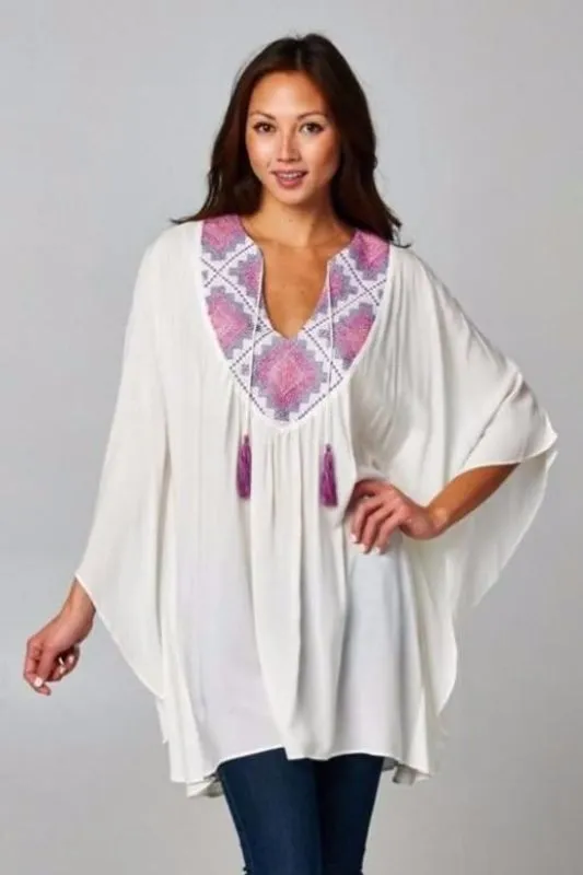 Lovestitch Embroidered Kaftan Top - Magenta