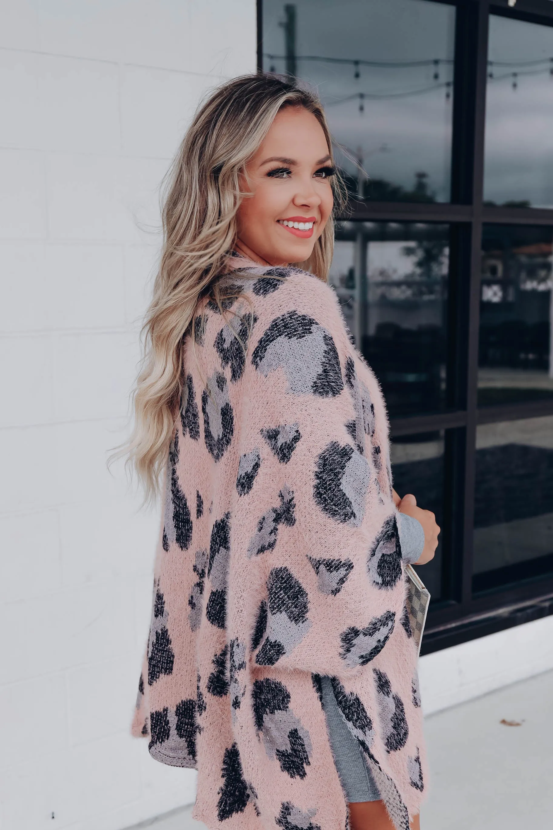 Luling Plush Leopard Kimono - Blush