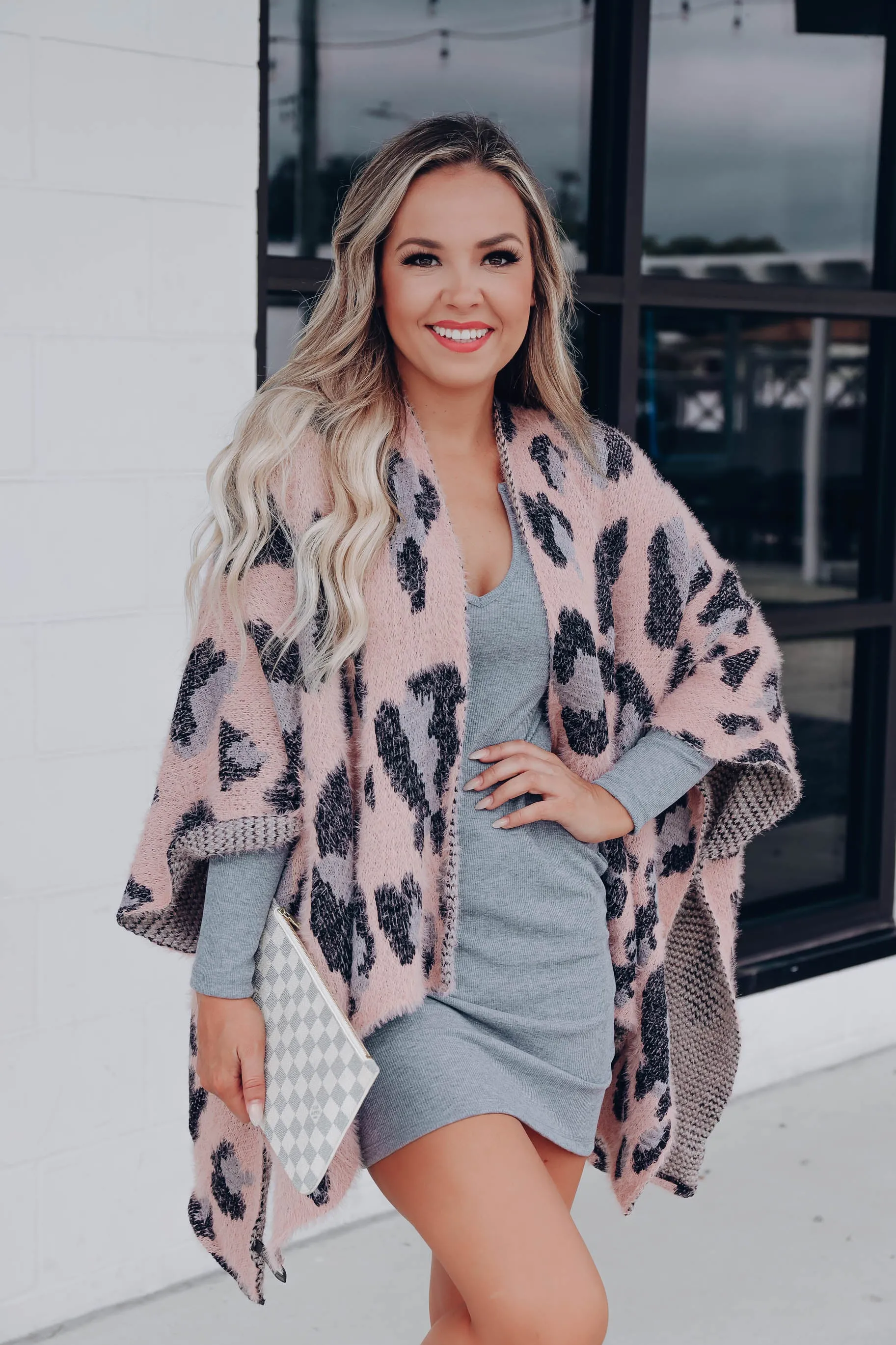 Luling Plush Leopard Kimono - Blush