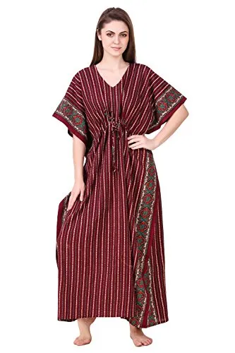 Masha Women's Cotton Printed Maxi Nighty (Purple, Free Size)