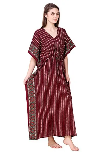 Masha Women's Cotton Printed Maxi Nighty (Purple, Free Size)