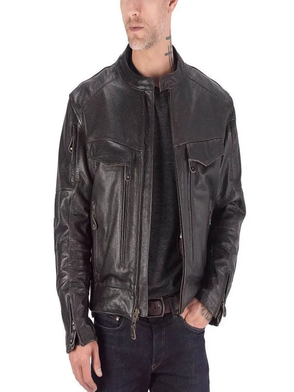 Men Classic Motorcycle Jacket