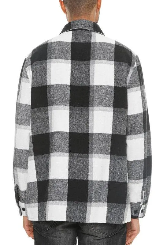 Mens Checkered Soft Flannel Shacket